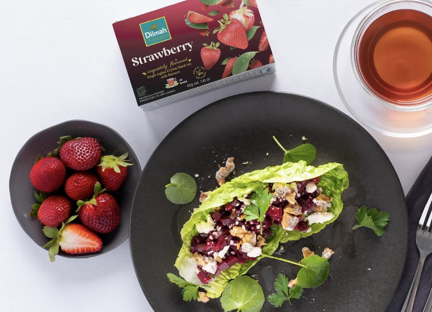 Strawberry beet recipe with tea